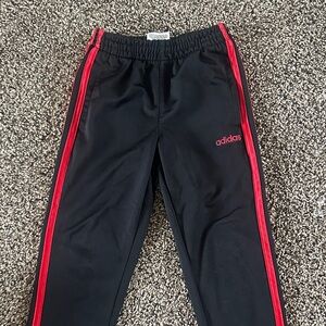 adidas Black Joggers with Red Side Stripes